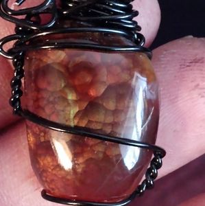 Large Mexican Fire Opal wire wrapped